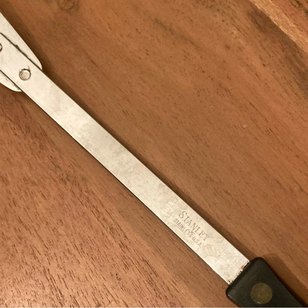 Vintage Stanley Stainless Steel Meat Fork with Unique Curved Keyhole Handle